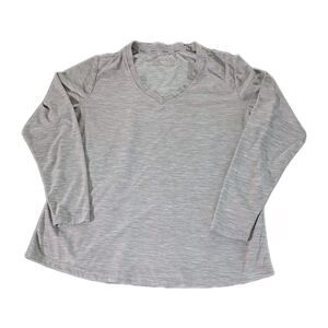 AriatTEK Women's XL Long Sleeve Shirt Gray Space Dye V-Neck Performance Top